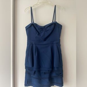BCBG max Azaria, strapless, mini dress navy size 10